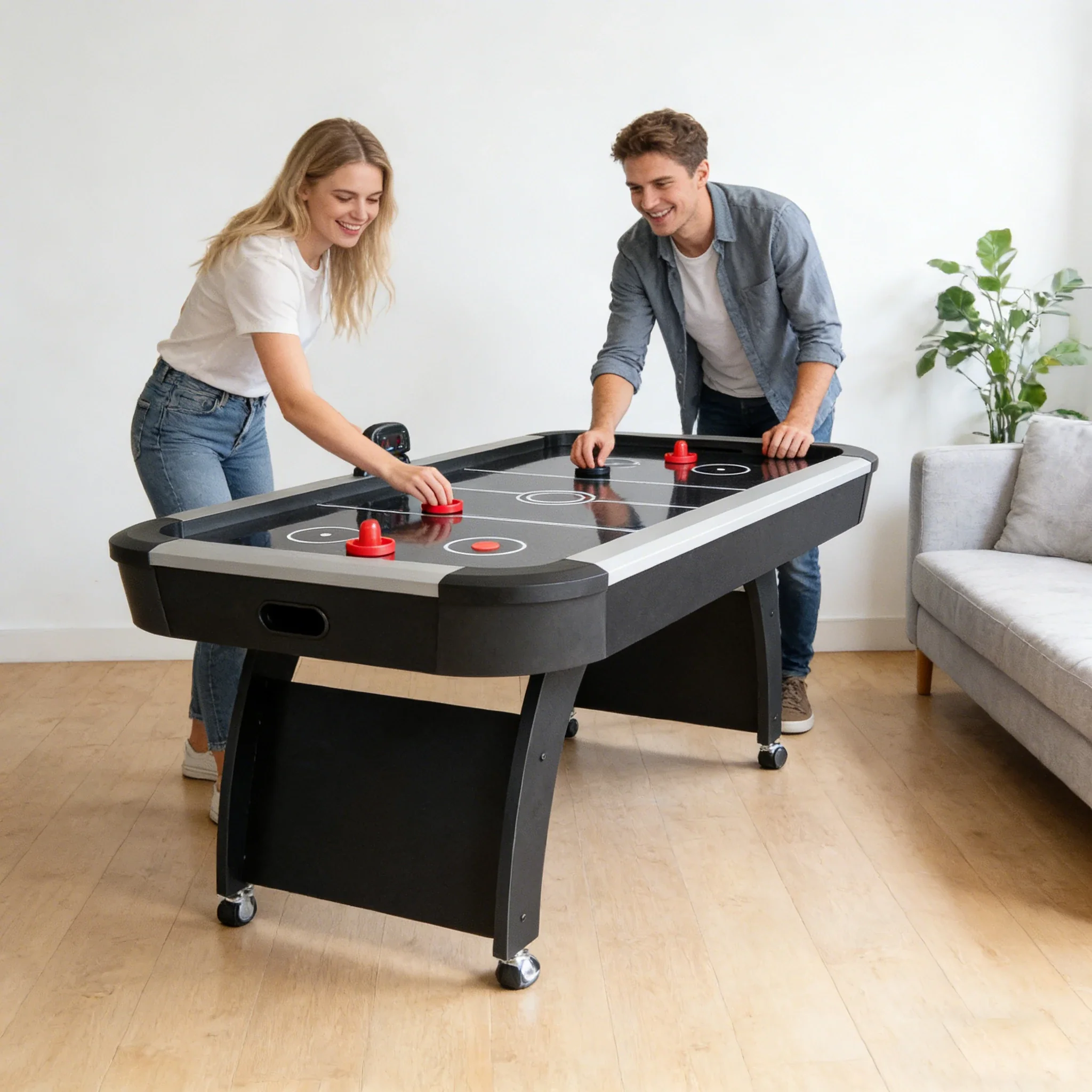 AIRMAX AH13 7FT Air Hockey Table LED Electronic Scoring System - Black - Image 5