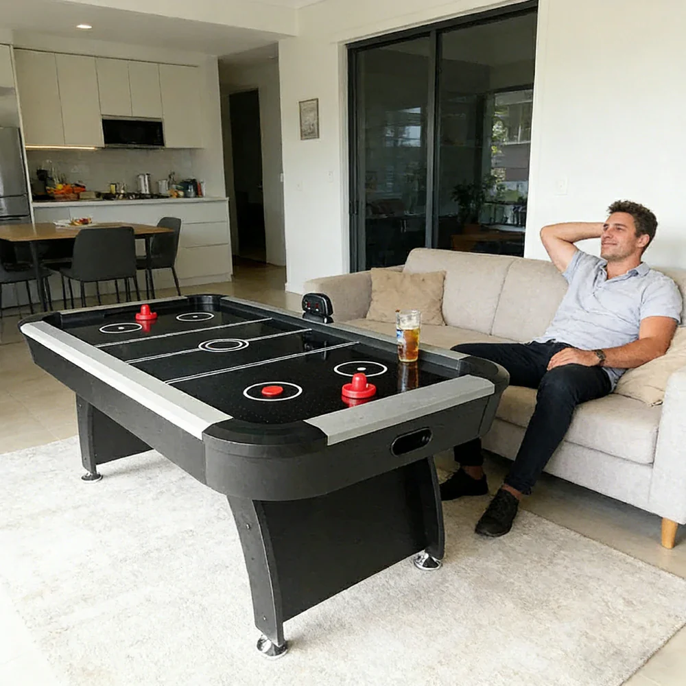 AIRMAX AH13 7FT Air Hockey Table LED Electronic Scoring System - Black - Image 8