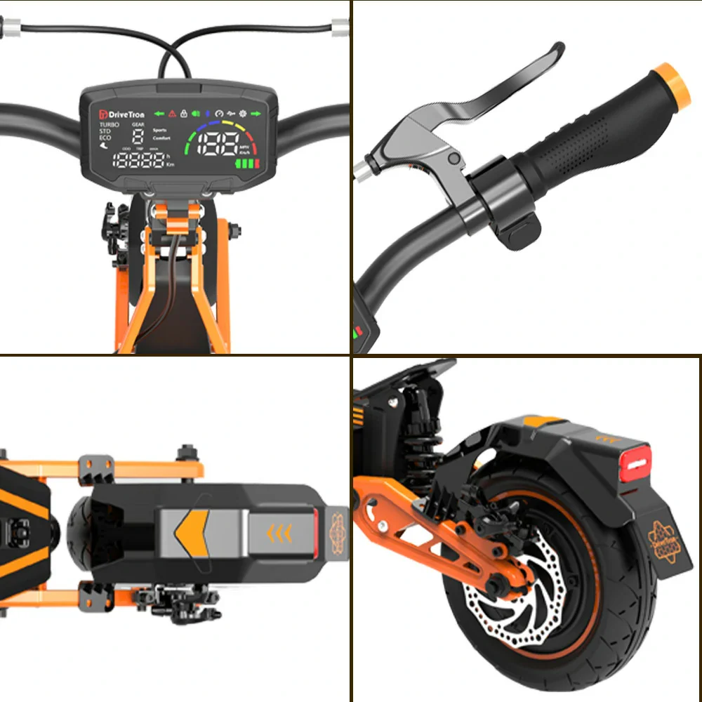 AKEZ DT10 1000W 52V 15.6Ah Double-drive Max Speed 50KM/H Adult Commuter - Blue/Orange - Image 10