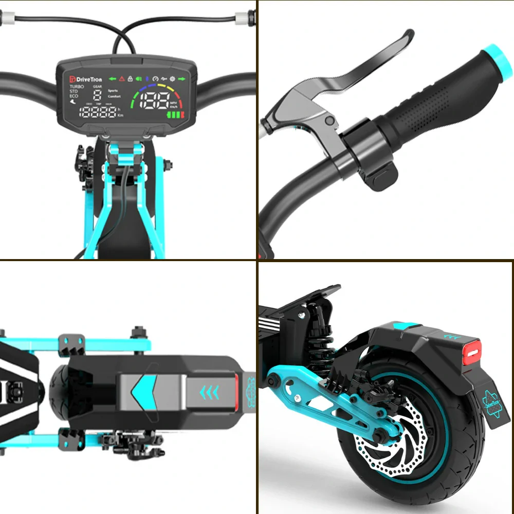 AKEZ DT10 1000W 52V 15.6Ah Double-drive Max Speed 50KM/H Adult Commuter - Blue/Orange - Image 4