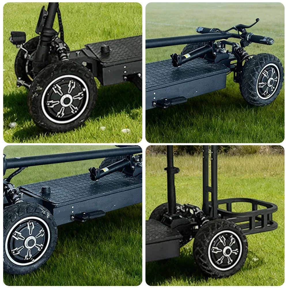 AKEZ 1000W Dual Motor Electric Scooter with Golf Carrier, Long-Range Lithium Power, Foldable All-Terrain Design - Black - Image 3
