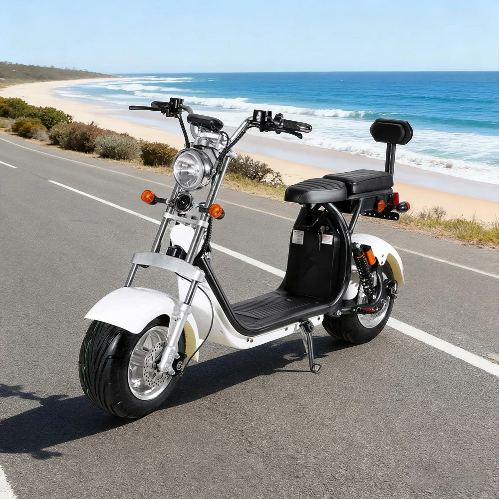 AKEZ Harley Electric Scooter 60V 1500W/2000W Motor, Dual Removable Lithium Batteries, 10-inch Tyres & Backrest Comfort Design Cruise at 25km/h - Unlock More Power (Details Inside)* - Image 2
