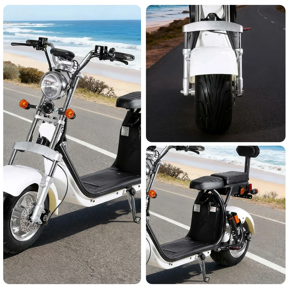 AKEZ Harley Electric Scooter 60V 1500W/2000W Motor, Dual Removable Lithium Batteries, 10-inch Tyres & Backrest Comfort Design Cruise at 25km/h - Unlock More Power (Details Inside)* - Image 3