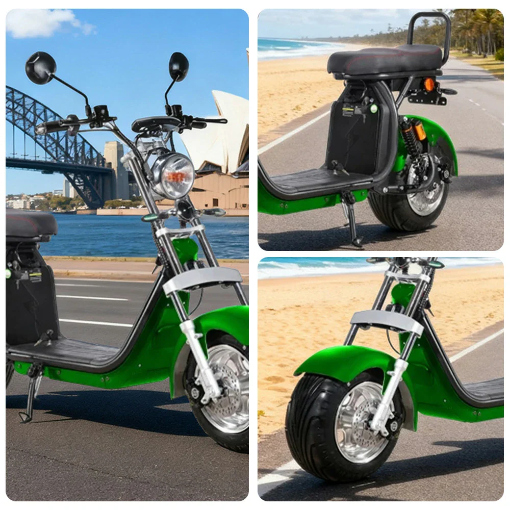 AKEZ Harley Electric Scooter 60V 1500W/2000W Brushless Motor, Dual Removable Lithium Battery, 10-inch Aluminium Rims Cruise at 25km/h - Unlock More Power (Details Inside)* - Image 3