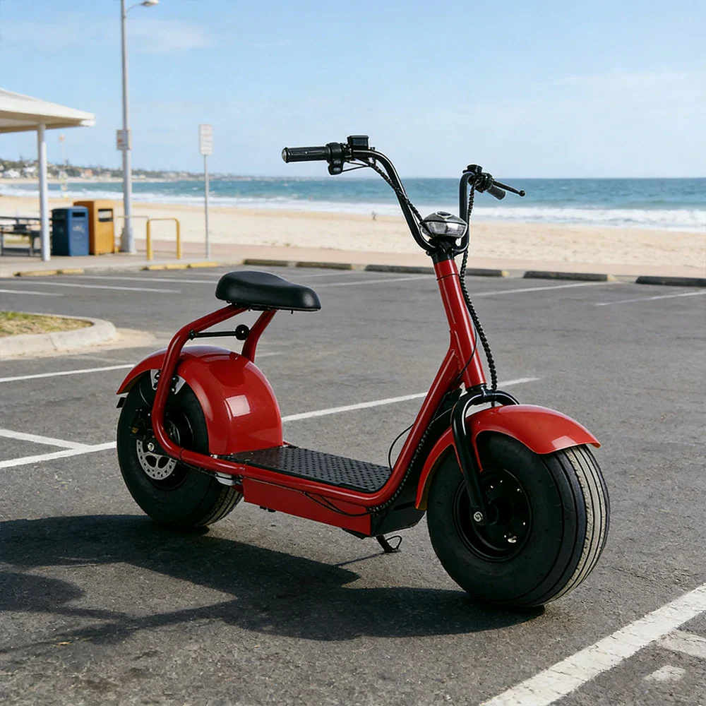 AKEZ Harley Electric Bike 60V 20A 1500W Brushless Motor, Lithium Battery, 8-inch Vacuum Tyres, Molded Footboard, Hydraulic Brake - Red Cruise at 25km/h - Unlock More Power (Details Inside)* - Image 2