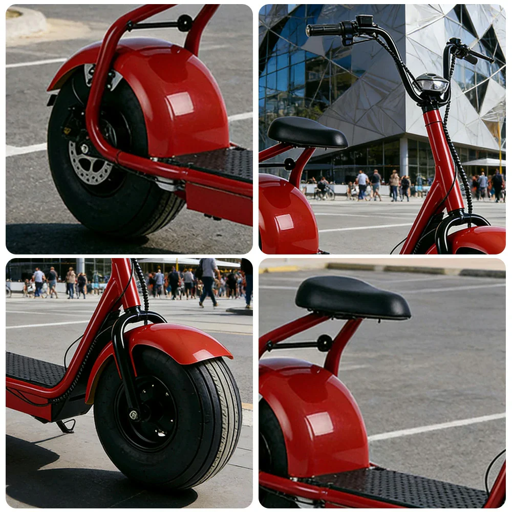 AKEZ Harley Electric Bike 60V 20A 1500W Brushless Motor, Lithium Battery, 8-inch Vacuum Tyres, Molded Footboard, Hydraulic Brake - Red Cruise at 25km/h - Unlock More Power (Details Inside)* - Image 3