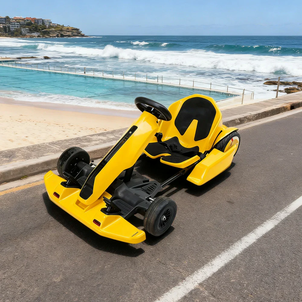 AKEZ 54V4.4A Kids Electric Go Kart Adjustable Frame Lithium Battery Drift Style Ride-On - Yellow - Image 2