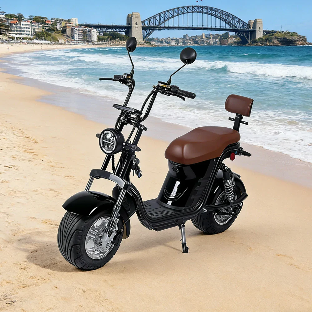 AKEZ Harley Electric Scooter 1500W Power 60V 20Ah Lithium Battery Seamless Steel Frame Dual Suspension & Disc Brakes - Black Cruise at 25km/h - Unlock More Power (Details Inside)* - Image 2