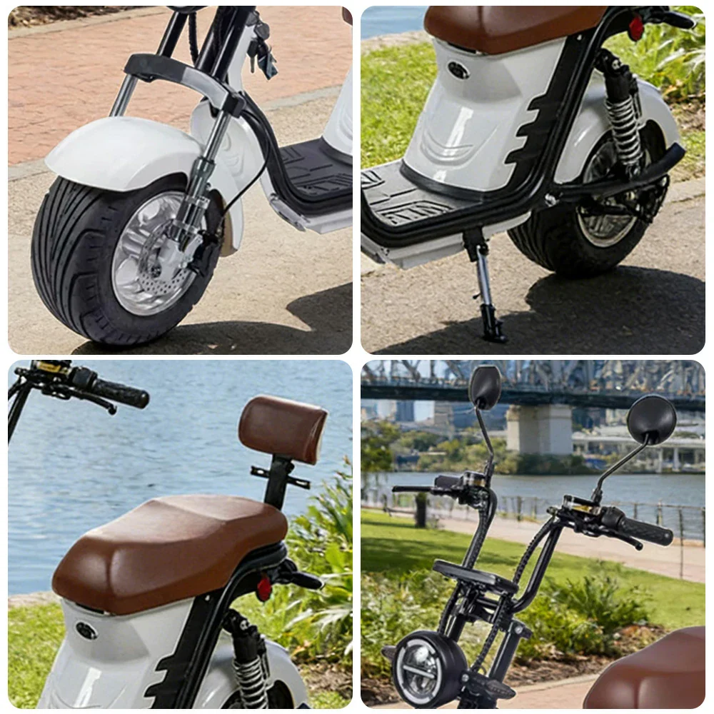 AKEZ Harley Electric Scooter 1500/2000W Power 60V 12/20Ah Lithium Battery Seamless Steel Frame Dual Suspension & Disc Brakes - White Cruise at 25km/h - Unlock More Power (Details Inside)* - Image 3