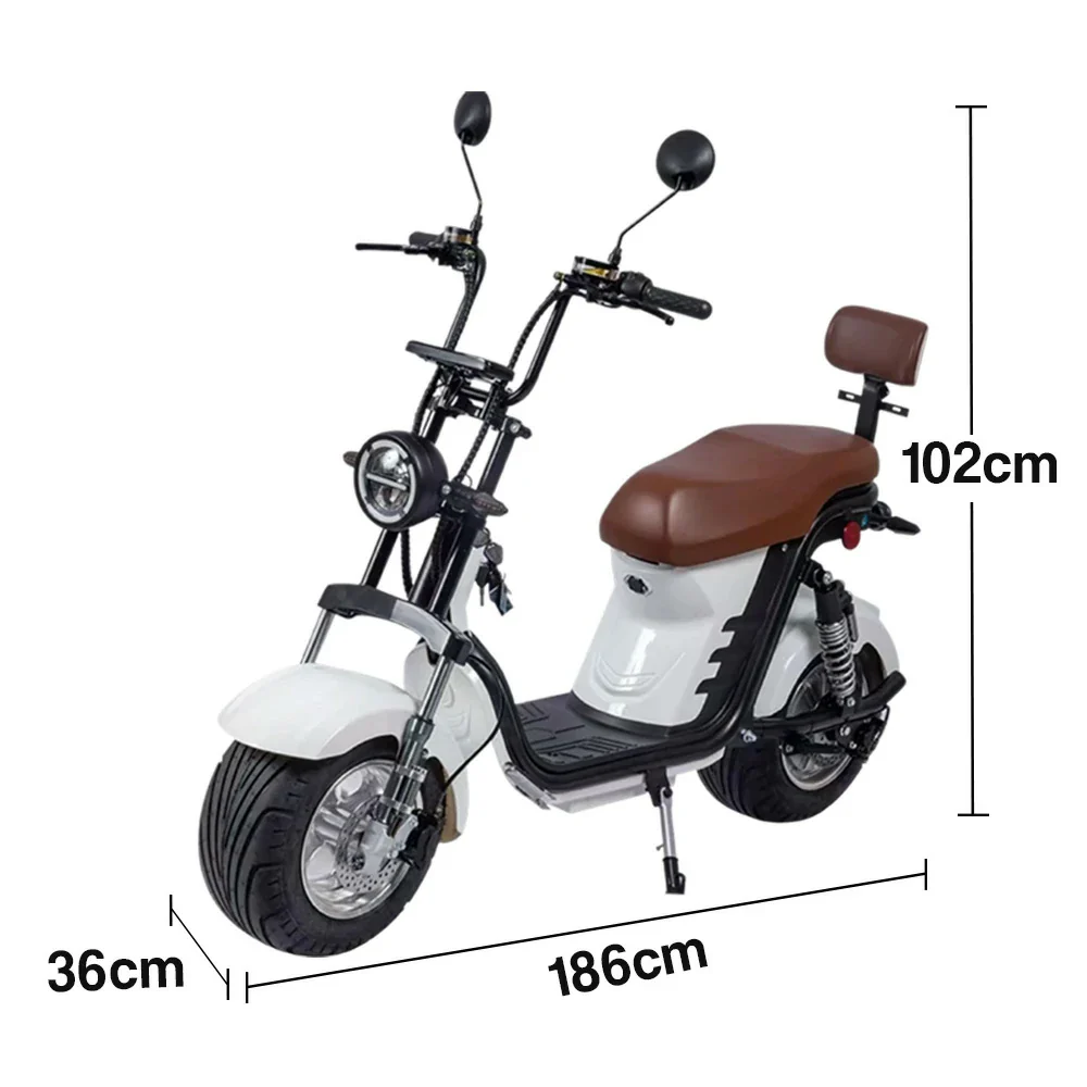 AKEZ Harley Electric Scooter 1500/2000W Power 60V 12/20Ah Lithium Battery Seamless Steel Frame Dual Suspension & Disc Brakes - White Cruise at 25km/h - Unlock More Power (Details Inside)* - Image 5