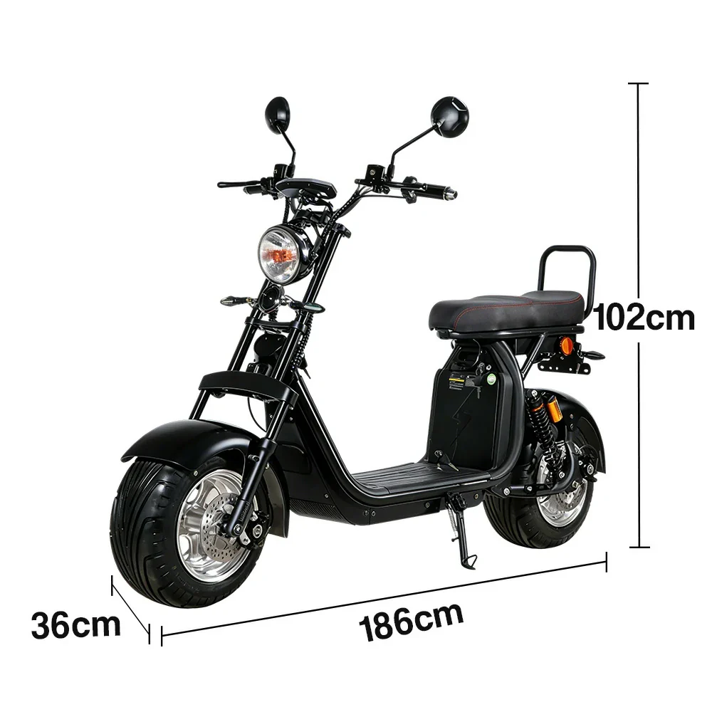 AKEZ Harley Electric Scooter 60V 20A 1500W Brushless Motor, Removable Lithium Battery, 10-inch Aluminium Rims - Black Cruise at 25km/h - Unlock More Power (Details Inside)* - Image 5