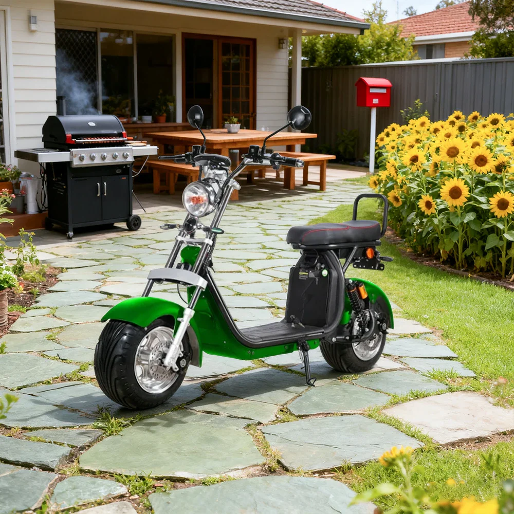 AKEZ Harley Electric Scooter 60V 12/20A 1500W/2000W Brushless Motor, Removable Lithium Battery, 10-inch Aluminium Rims - Green Cruise at 25km/h - Unlock More Power (Details Inside)* - Image 2