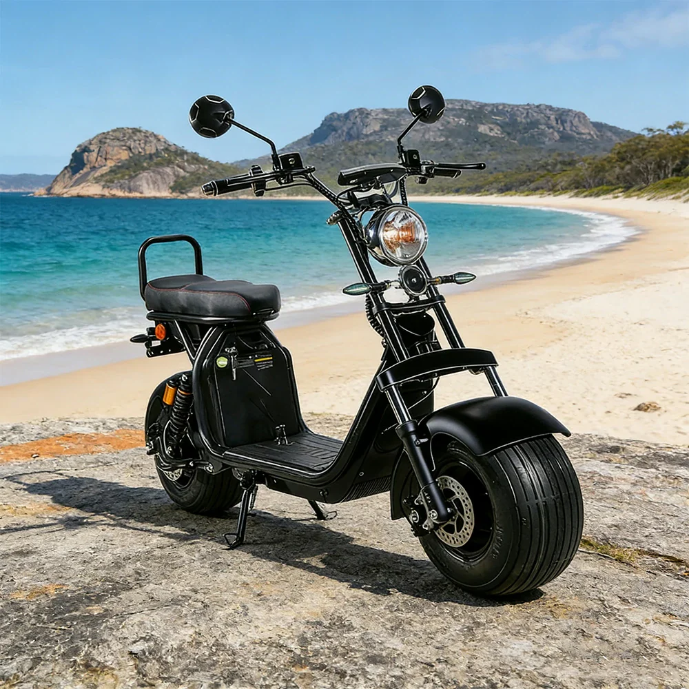 AKEZ Harley Electric Scooter 1500W Motor 60V 20Ah Lithium Battery Seamless Steel Frame Long Range with Dual Suspension - Black Cruise at 25km/h - Unlock More Power (Details Inside)* - Image 4