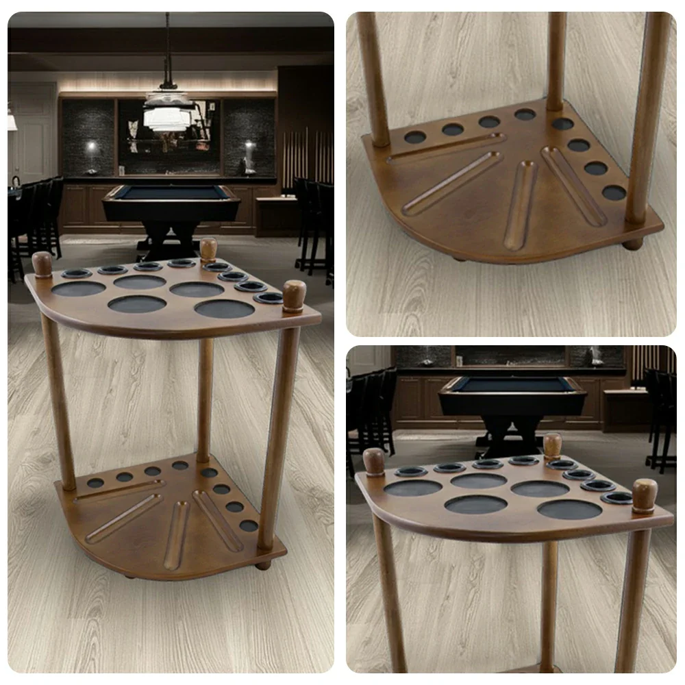 ARIX OAK Corner Cue Rack, 8-Cue Wooden Floor Stand with Smooth Finish and Stable Dual-Level Holder Design - Oak Wood Tone - Image 3