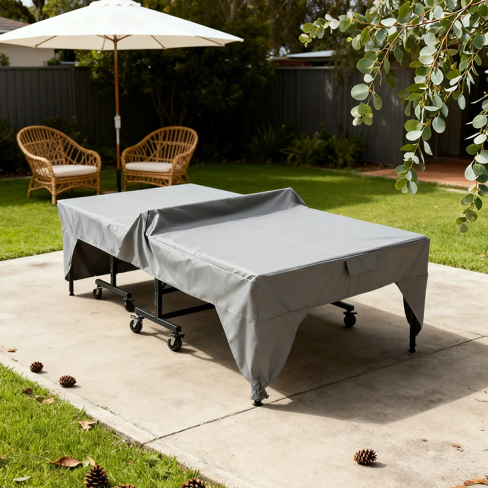 ARIX Table Tennis Table Cover - 190T / 210D / 600D Waterproof Oxford Fabric, UV-Resistant, Dustproof, and Durable Suitable for Indoor and Outdoor Use - Grey - Image 2