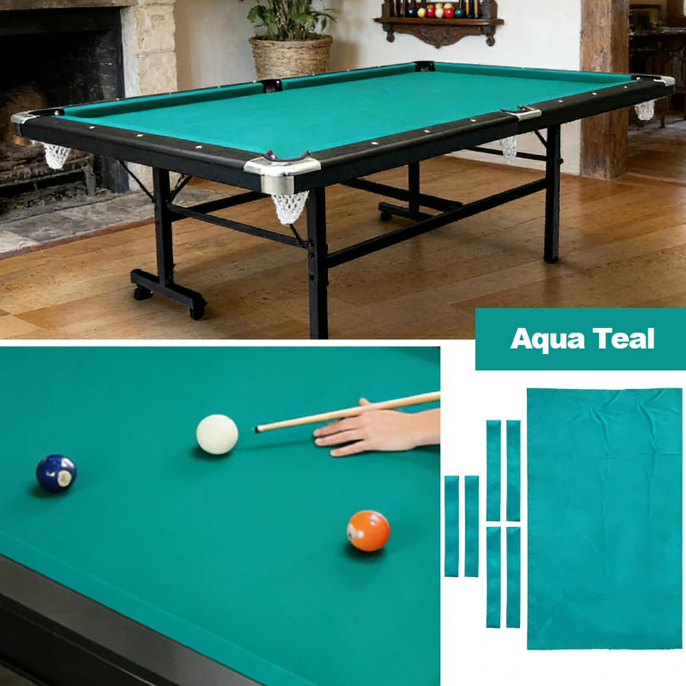 ARIX 7/8/9FT Billiard Table Cloth - High-Density Wool Blend, Anti-Pilling Durable Fabric for Smooth & Accurate Play - Aqua Teal - Image 4