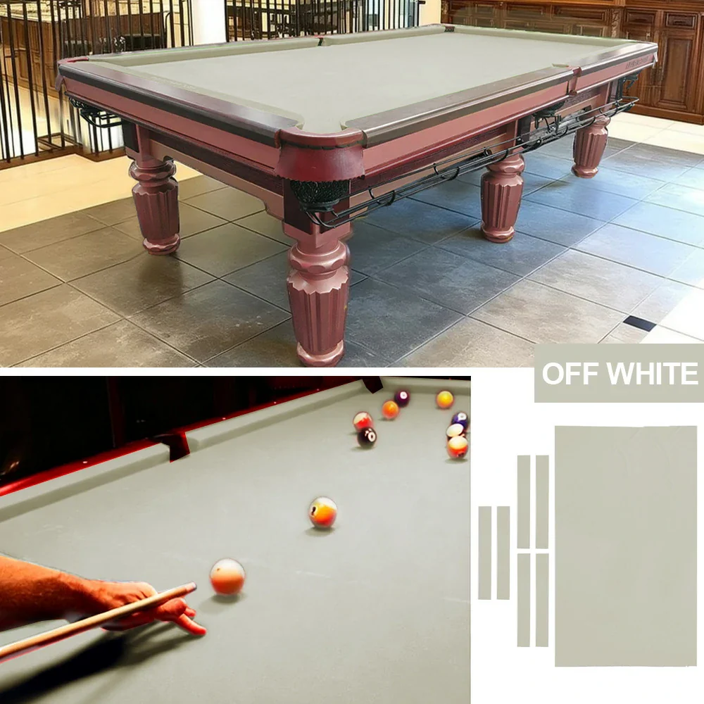 ARIX 7/8/9FT Billiard Table Cloth - High-Density Wool Blend, Anti-Pilling Durable Fabric for Smooth & Accurate Play - Beige & White - Image 4