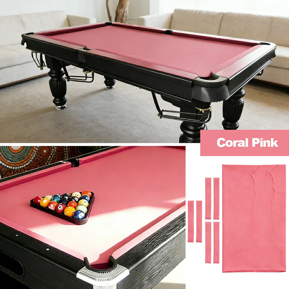 ARIX 7/8/9FT Billiard Table Cloth - High-Density Wool Blend, Anti-Pilling Durable Fabric for Smooth & Accurate Play - Coral Pink - Image 4