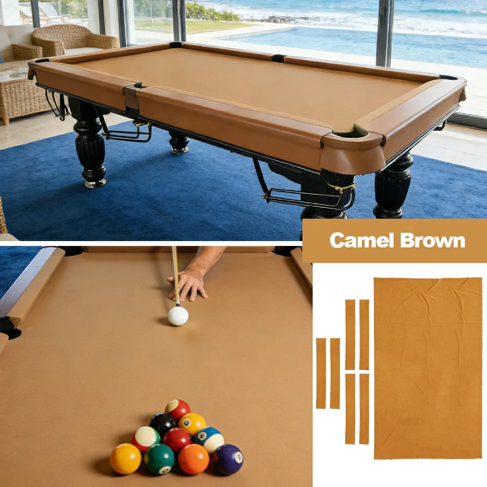 ARIX 7/8/9FT Billiard Table Cloth - High-Density Wool Blend, Anti-Pilling Durable Fabric for Smooth & Accurate Play - Camel Brown - Image 4