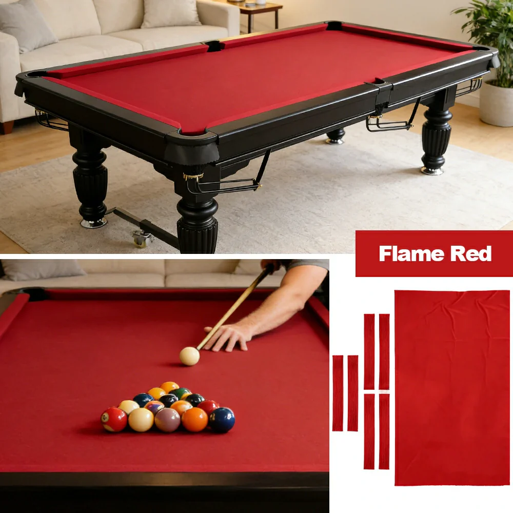 ARIX 7/8/9FT Billiard Table Cloth - High-Density Wool Blend, Anti-Pilling Durable Fabric for Smooth & Accurate Play - Flame Red - Image 4