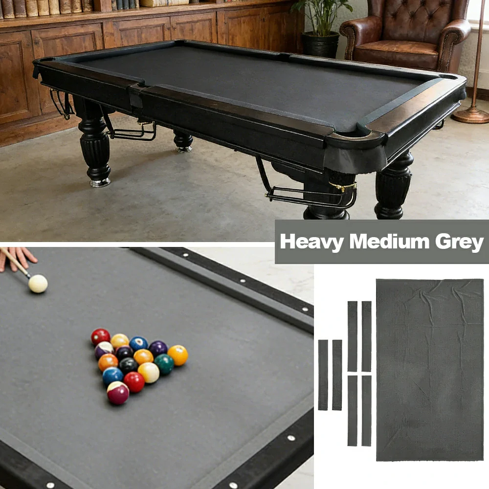 ARIX 7/8/9FT Billiard Table Cloth - High-Density Wool Blend, Anti-Pilling Durable Fabric for Smooth & Accurate Play - Heavy Medium Grey - Image 4