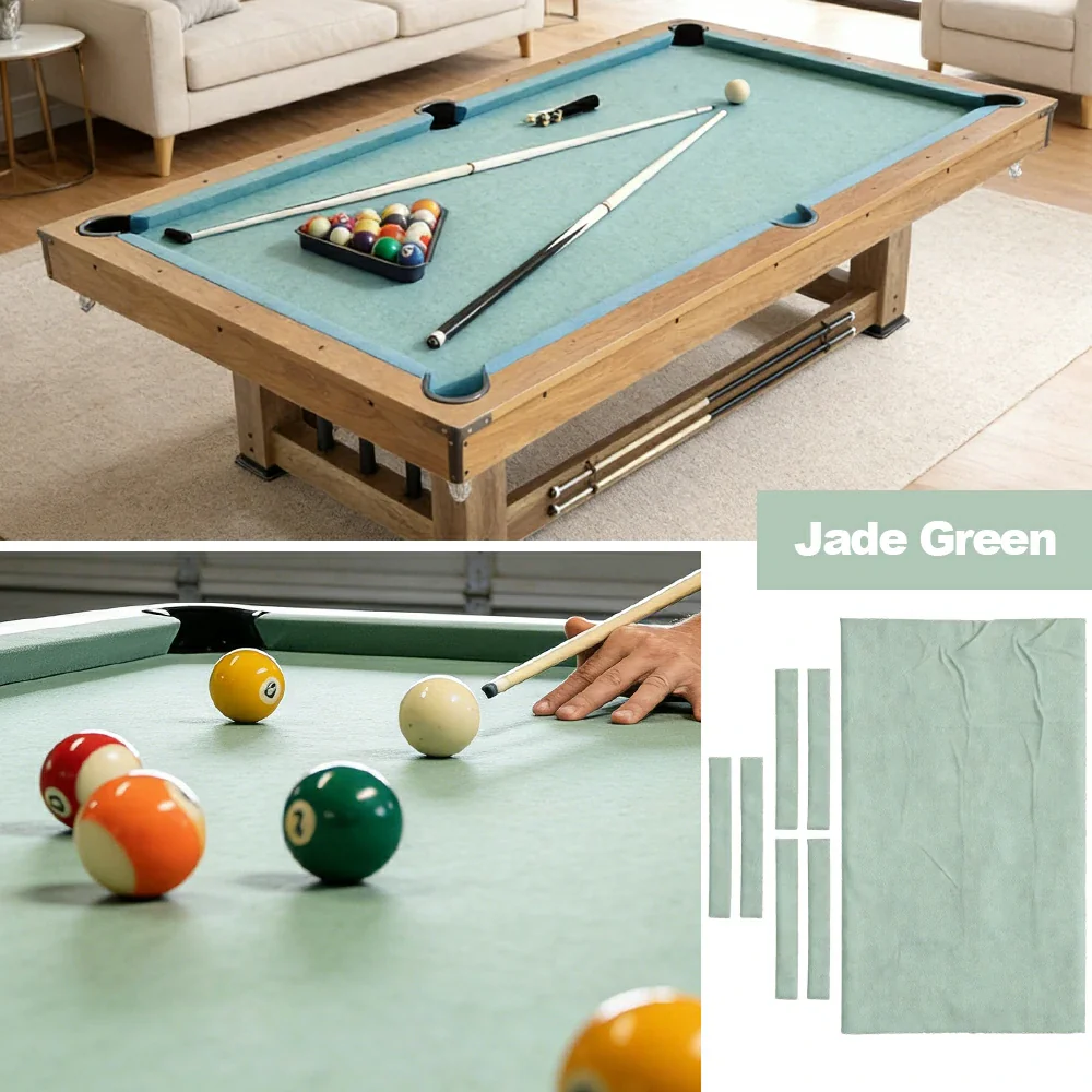 ARIX 7/8/9FT Billiard Table Cloth - High-Density Wool Blend, Anti-Pilling Durable Fabric for Smooth & Accurate Play - Jade Green - Image 4