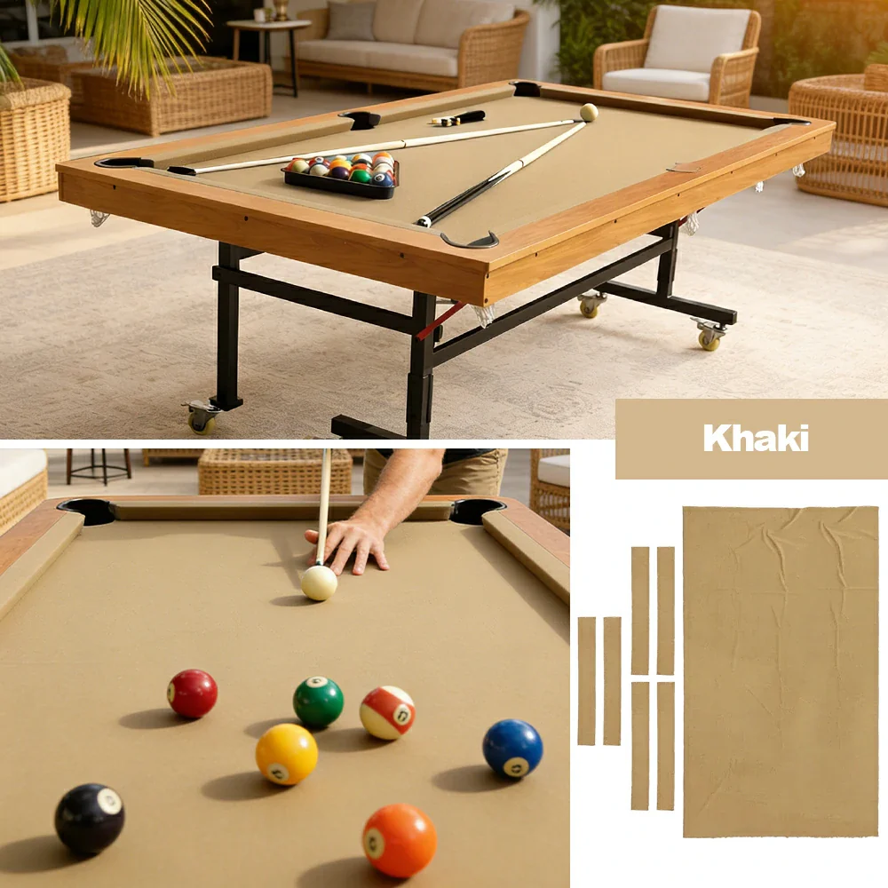 ARIX 7/8/9FT Billiard Table Cloth - High-Density Wool Blend, Anti-Pilling Durable Fabric for Smooth & Accurate Play - Khaki - Image 4
