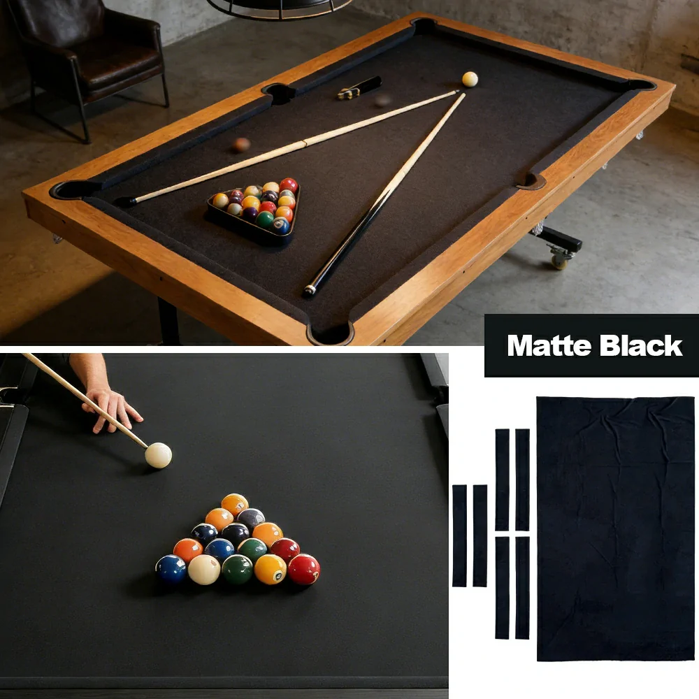 ARIX 7/8/9FT Billiard Table Cloth - High-Density Wool Blend, Anti-Pilling Durable Fabric for Smooth & Accurate Play - Matte Black - Image 4