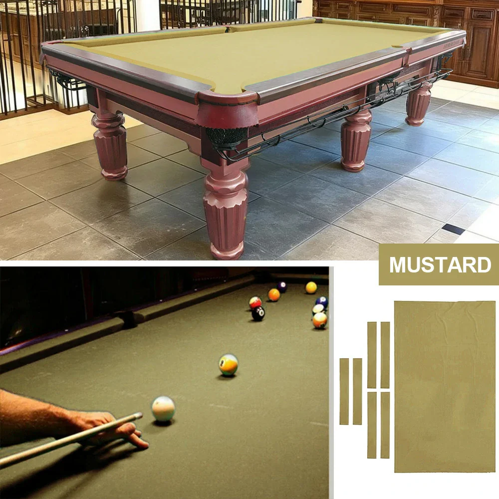ARIX 7/8/9FT Billiard Table Cloth - High-Density Wool Blend, Anti-Pilling Durable Fabric for Smooth & Accurate Play - Mustard - Image 4