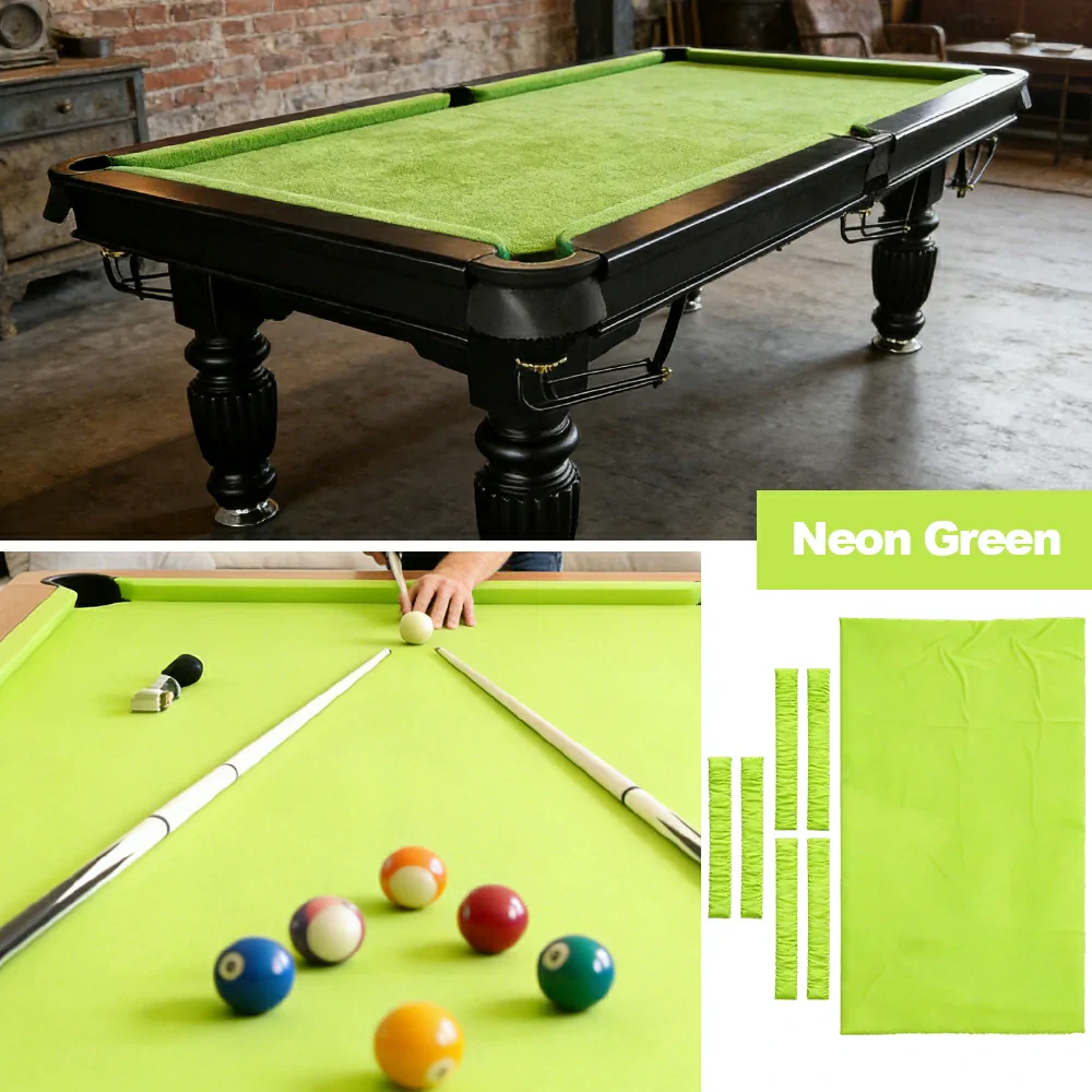 ARIX 7/8/9FT Billiard Table Cloth - High-Density Wool Blend, Anti-Pilling Durable Fabric for Smooth & Accurate Play - Neon Green - Image 4