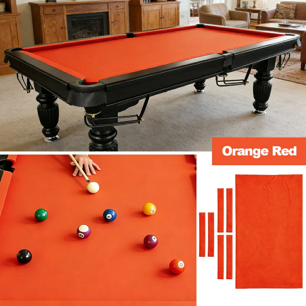 ARIX 7/8/9FT Billiard Table Cloth - High-Density Wool Blend, Anti-Pilling Durable Fabric for Smooth & Accurate Play - Orange Red - Image 4