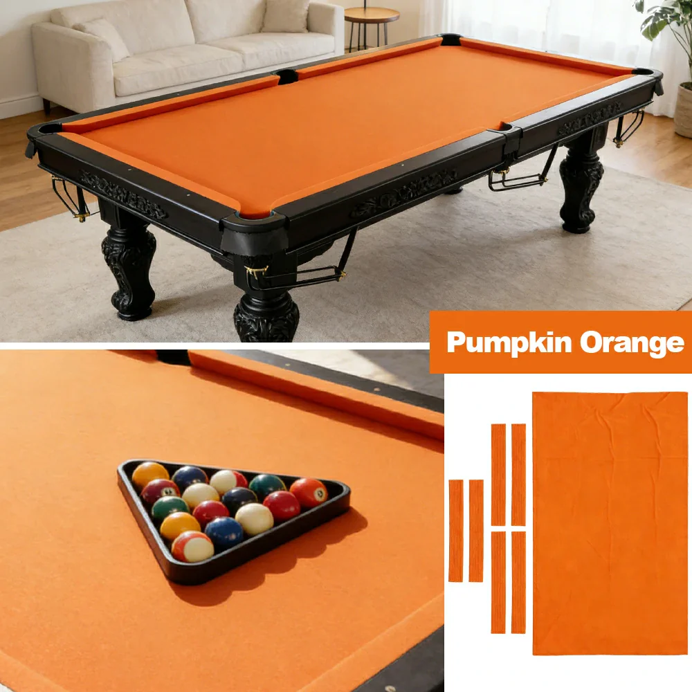 ARIX 7/8/9FT Billiard Table Cloth - High-Density Wool Blend, Anti-Pilling Durable Fabric for Smooth & Accurate Play - Pumpkin Orange - Image 4