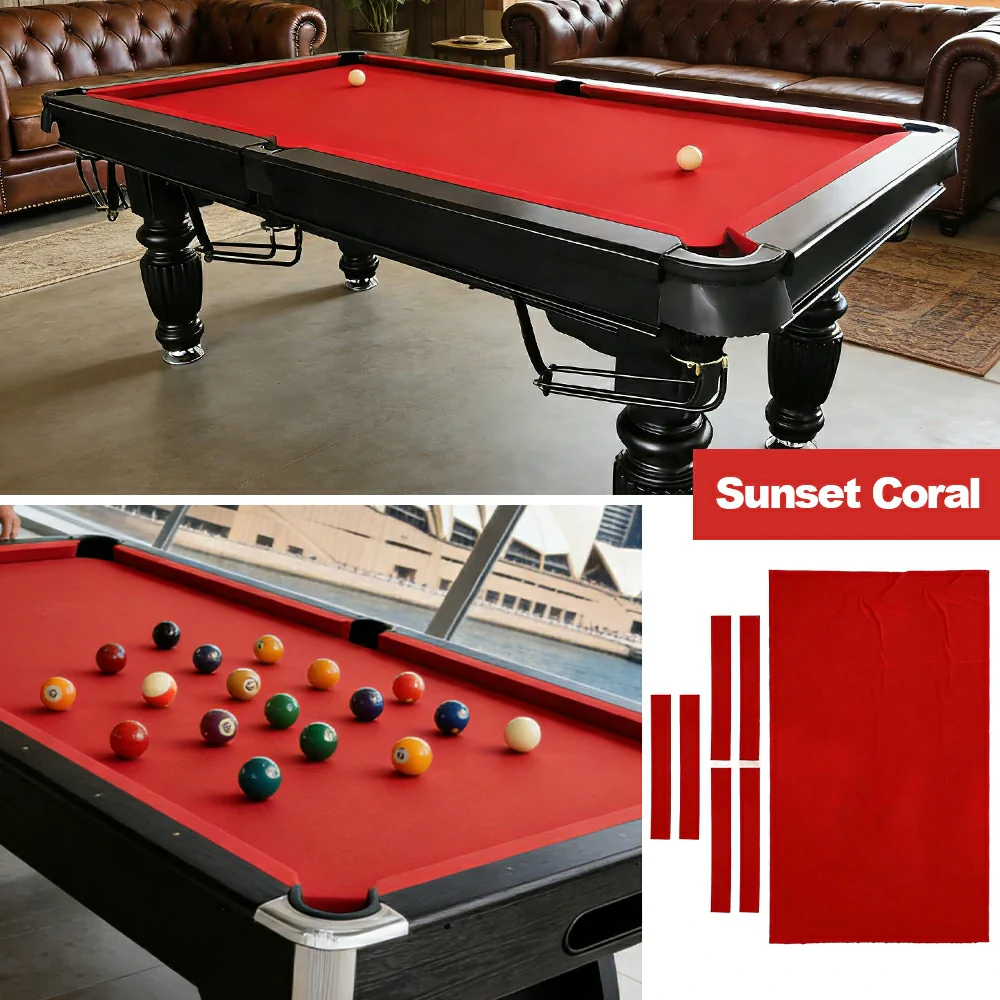 ARIX 7/8/9FT Billiard Table Cloth - High-Density Wool Blend, Anti-Pilling Durable Fabric for Smooth & Accurate Play - Sunset Coral - Image 4