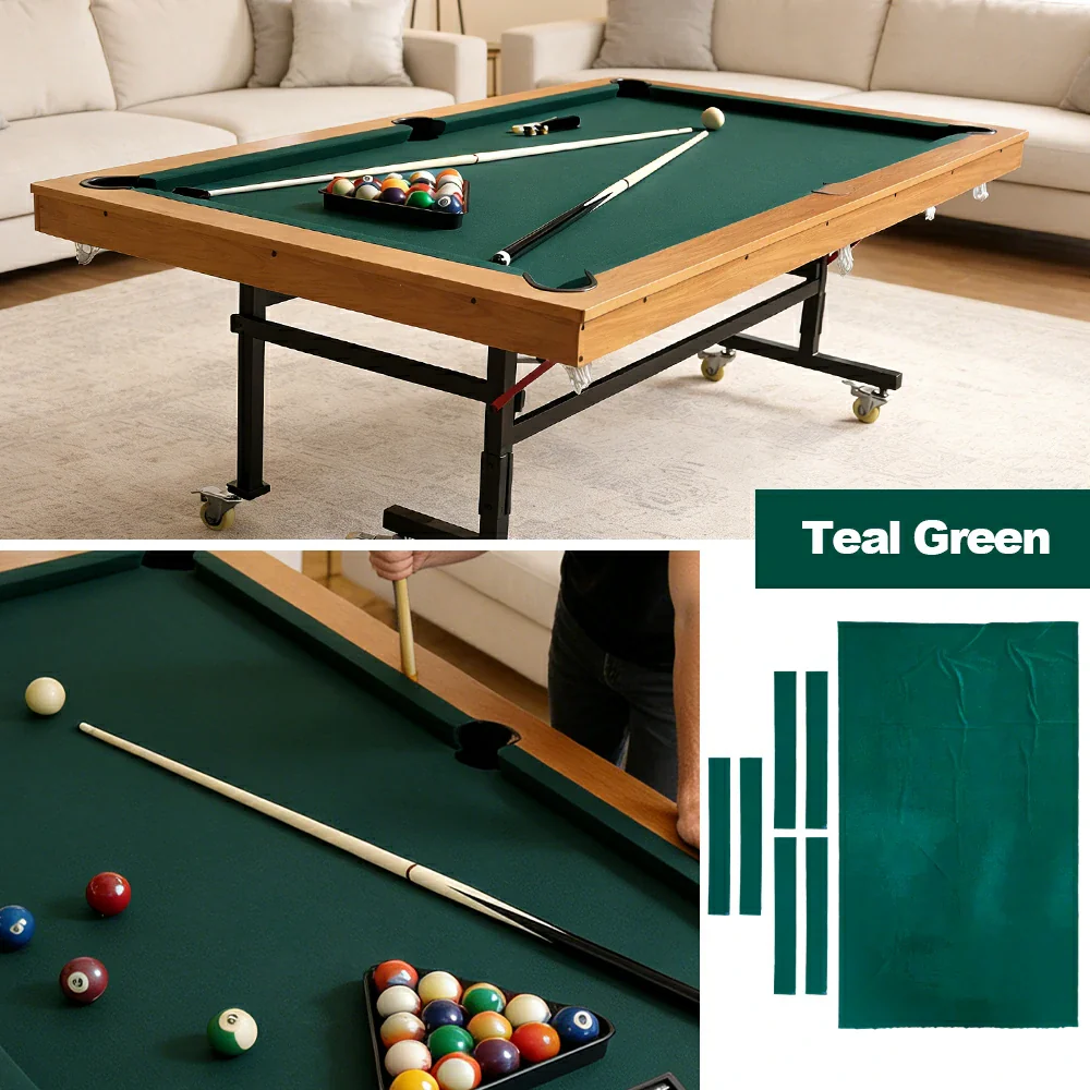ARIX 7/8/9FT Billiard Table Cloth - High-Density Wool Blend, Anti-Pilling Durable Fabric for Smooth & Accurate Play - Teal Green - Image 4