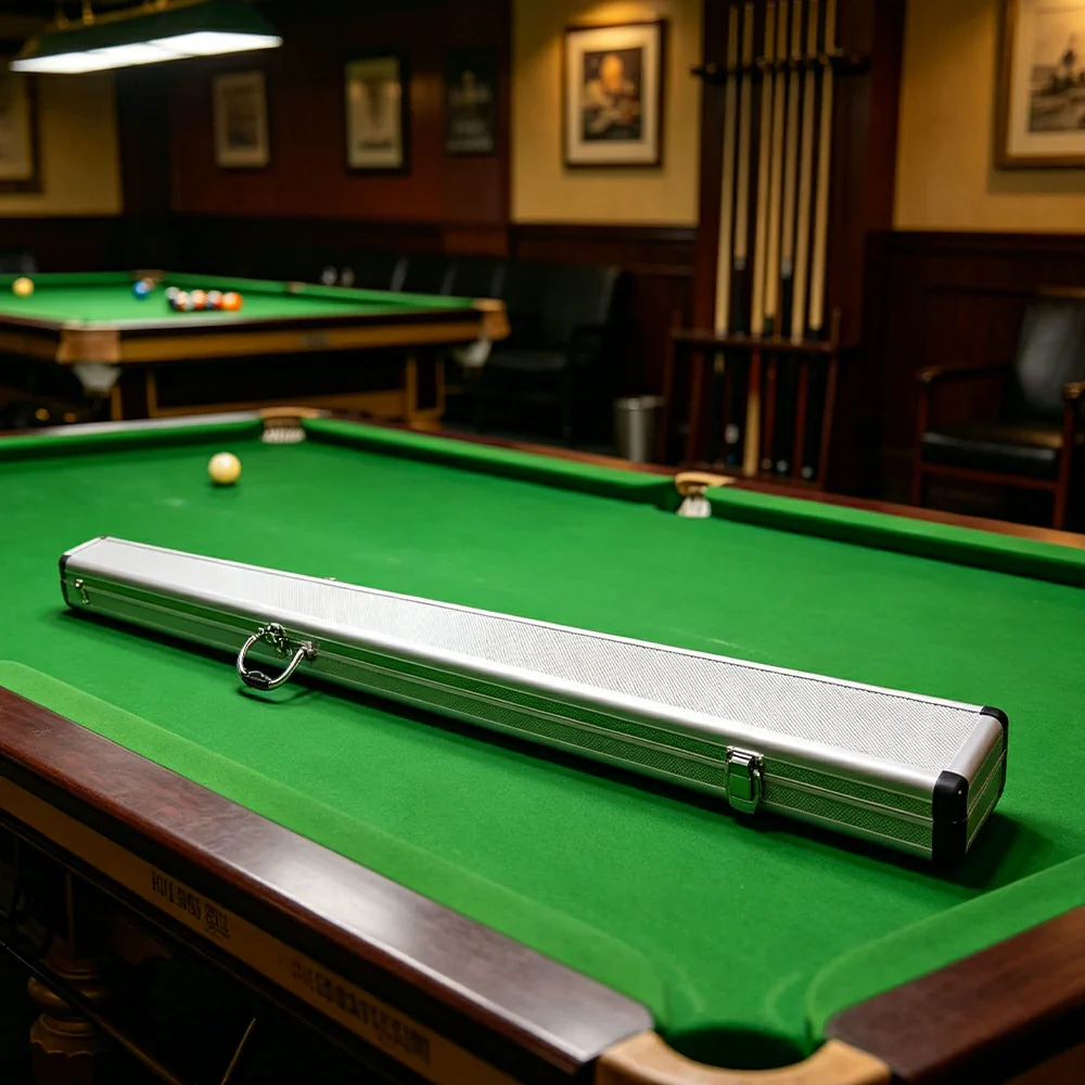 ARIX Cue Case 48", 3/4-Length Design, Holds 2 Cues, Aluminium Hard Shell with Foam Interior & Metal Clasps - Silver - Image 4
