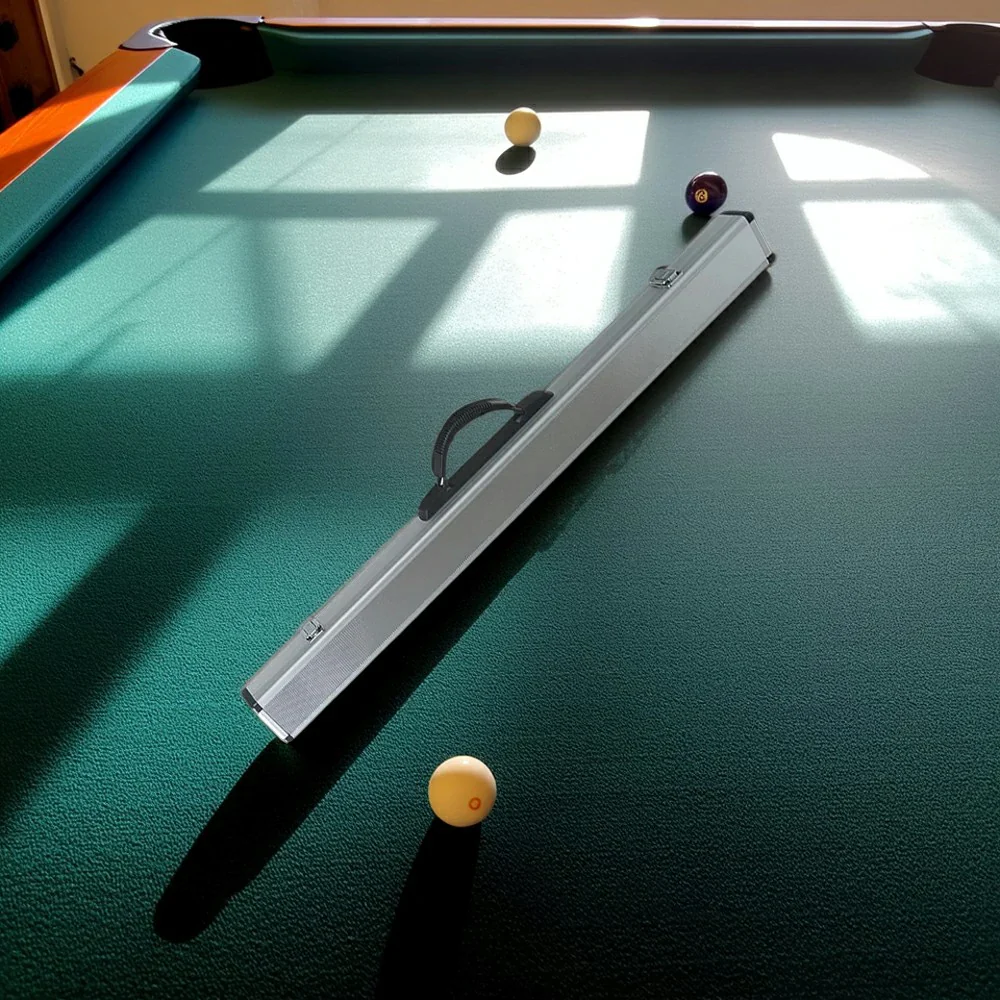 ARIX Cue Case 86cm for 2-Piece Cue, Dimpled Aluminium Hard Shell with Foam Lining, Reinforced Handle & Metal Clasps - Silver - Image 2