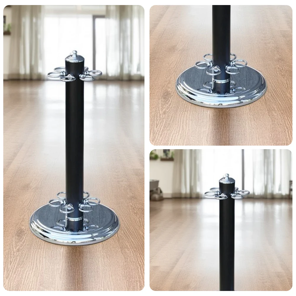 ARIX Metal Cue Stand, 6-Cue Freestanding Holder with Black & Chrome Finish and Stable Round Base - Black Chrome - Image 3