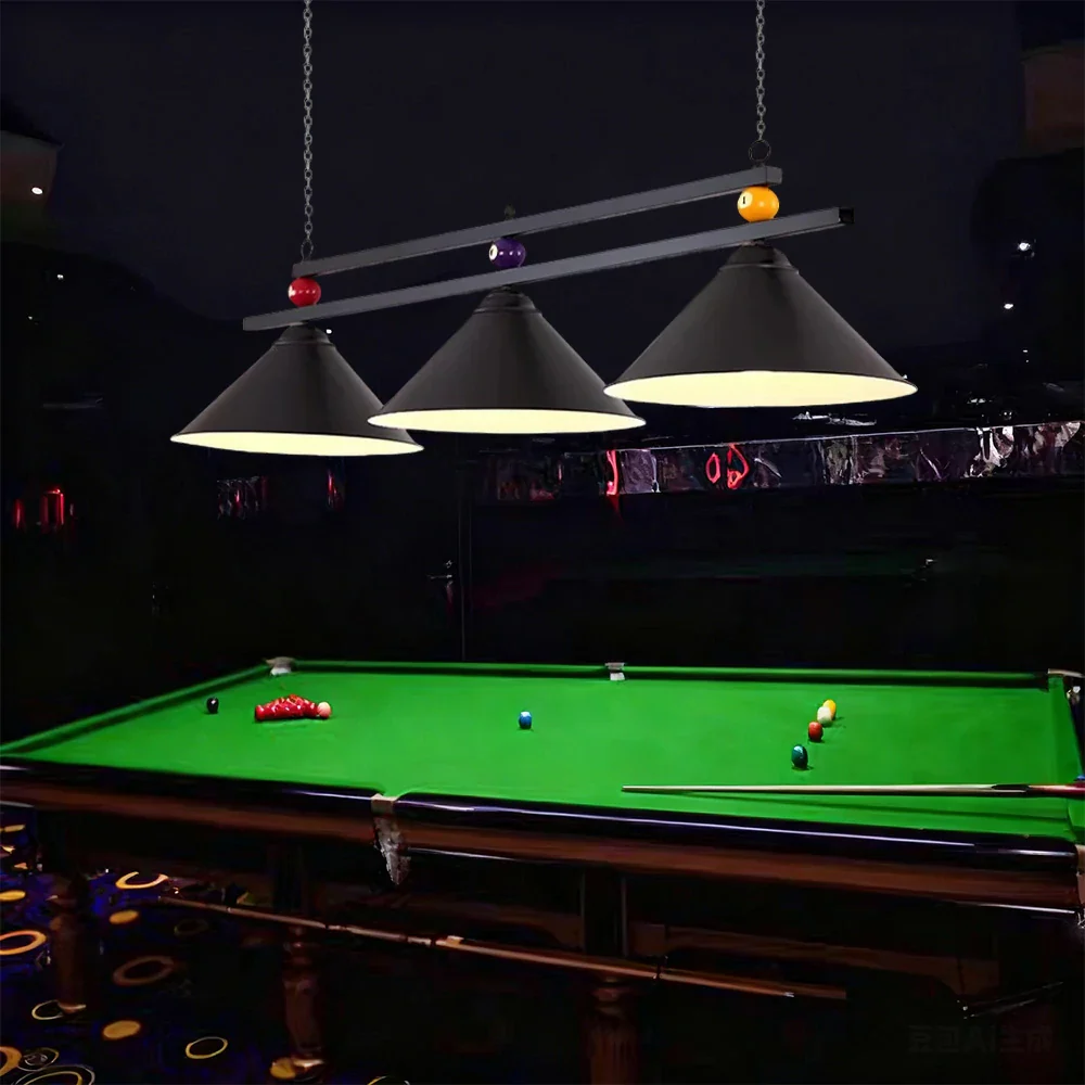 ARIX Pool Table Light, Heavy-Duty Chain and Thick Iron Rod, Painted Iron Shades with E27 Sockets, Durable and Elegant Billiard Lighting - Black - Image 2