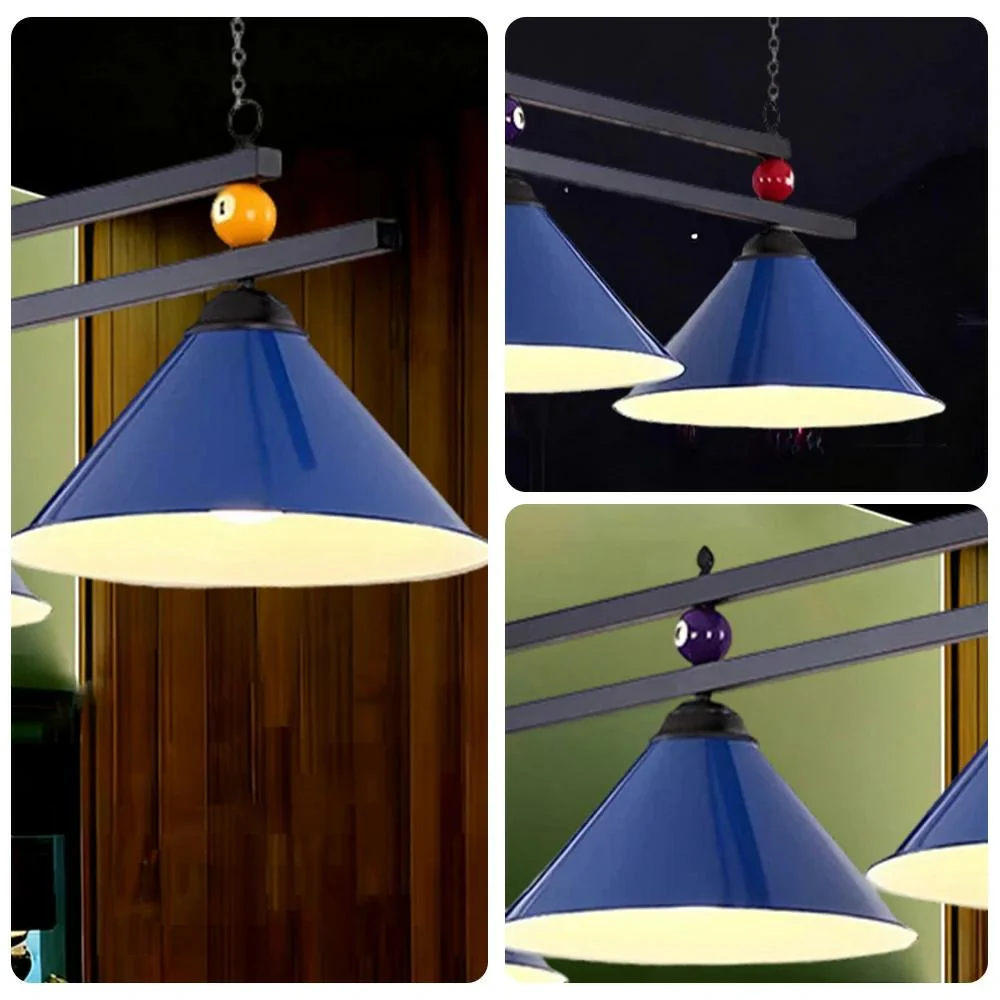 ARIX Pool Table Light, Heavy-Duty Chain and Thick Iron Rod, Painted Iron Shades with E27 Sockets, Durable and Elegant Billiard Lighting - Blue - Image 3