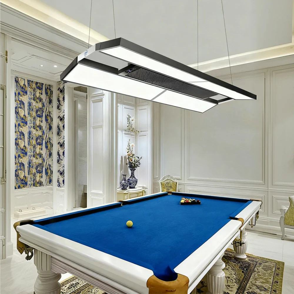 ARIX Pool Table Light, LED Panels with Air Purification, Painted Iron Body, Remote Control, 380W 4-Panel Billiard Lighting - Black - Image 4