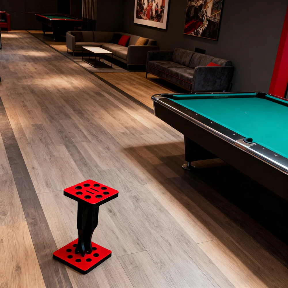 ARIX 8-Hole Cue Rack Space-Saving Stable Build Compact Stand Design Wall-Optimised Storage with Smooth Protective Edges - Red - Image 2