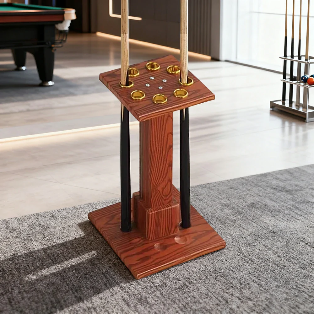 ARIX 8-Hole Cue Rack Space-Saving Stable Build Straight-Tube Square Design Corner-Friendly Placement with Stable Base Support - Walnut - Image 2