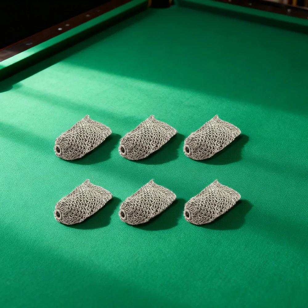 ARIX Deluxe Billiard Pocket Nets, Thick Cotton–Nylon Replacement Set 6-Pack - Silver - Image 2