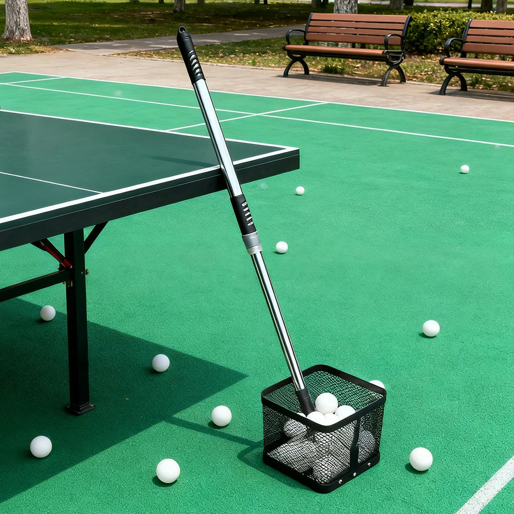 ARIX Ball Collector Adjustable Height Stainless Steel Frame 180-Degree Angle Design - Large Capacity and Durable Net - Black - Image 4