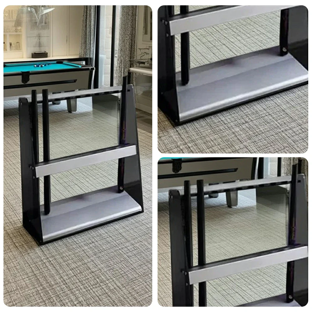 ARIX 10-Hole Acrylic Cue Rack Stable Dual-Slot Rubber Design Modern Wall-Mounted Holder with Non-Slip Base - Black - Image 3