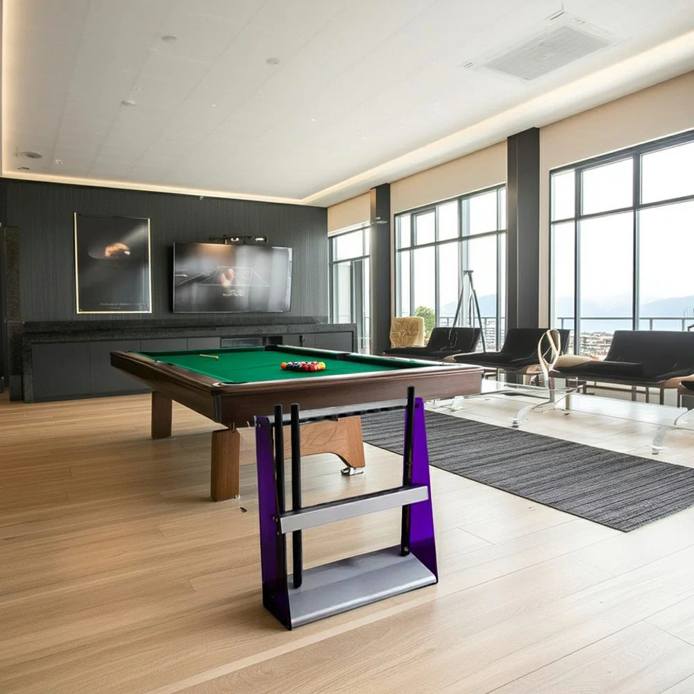 ARIX 10-Hole Acrylic Cue Rack Stable Dual-Slot Rubber Design Modern Wall-Mounted Holder with Non-Slip Base - Purple - Image 4