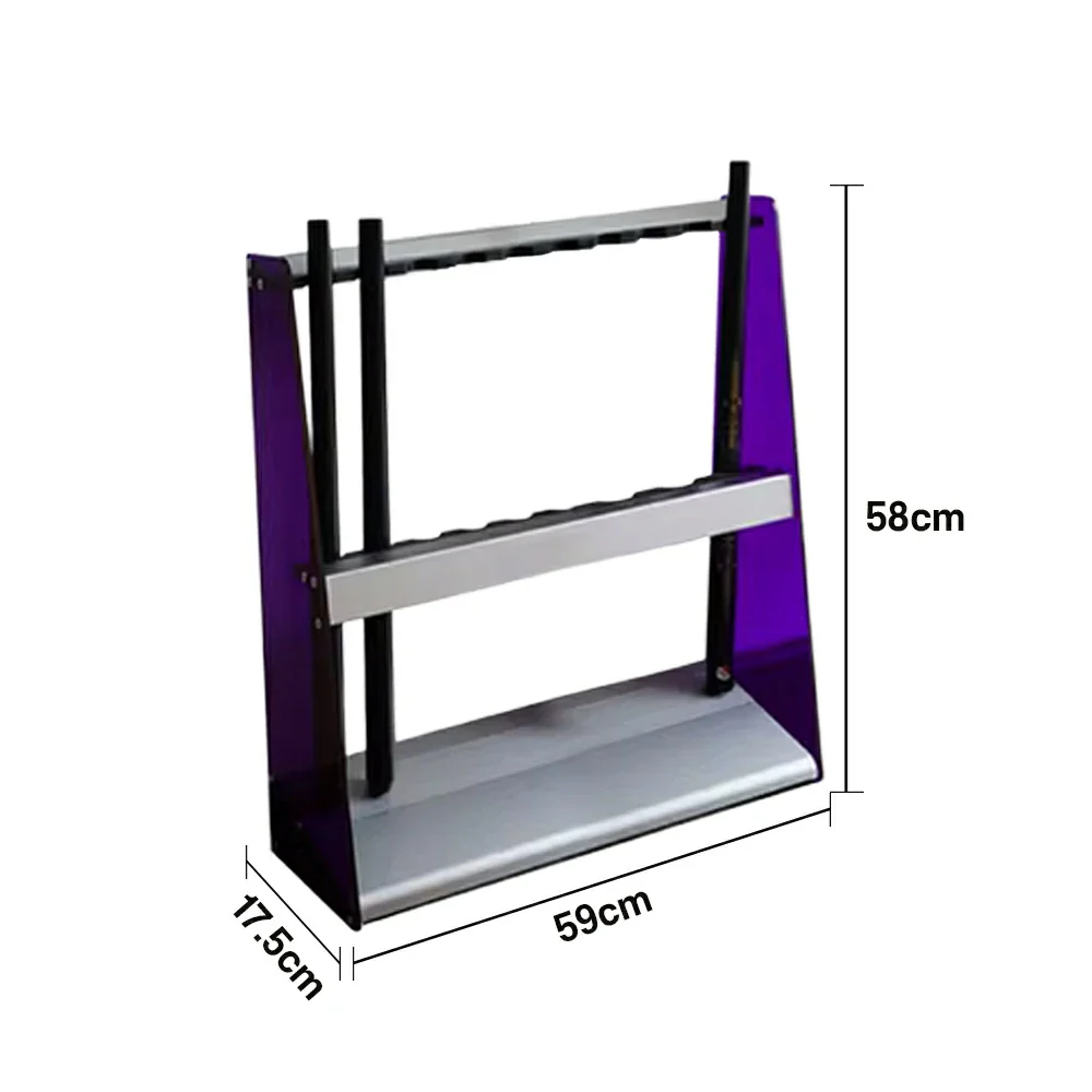ARIX 10-Hole Acrylic Cue Rack Stable Dual-Slot Rubber Design Modern Wall-Mounted Holder with Non-Slip Base - Purple - Image 5