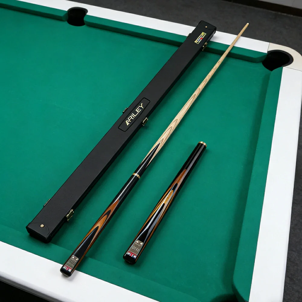 RILEY 3/4 Split Pool Cue - Stable Control & Clear Feedback, Ash Wood Shaft & Brass Joint, Ebony Inlay Design - Image 2