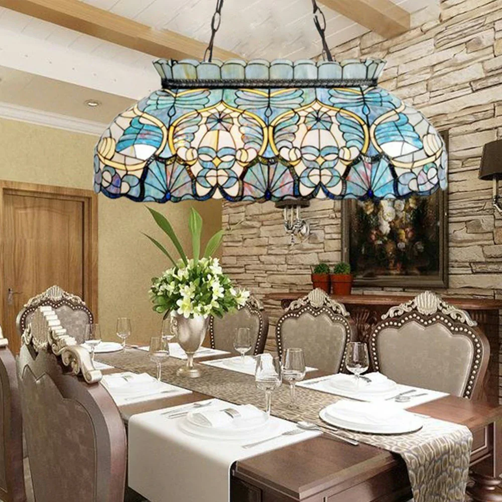 ARIX Tiffany Style Billiard Light, Handmade Stained Glass with Iron Frame, E27 LED Bulbs Included, Artistic Lighting for Pool Tables - Image 4