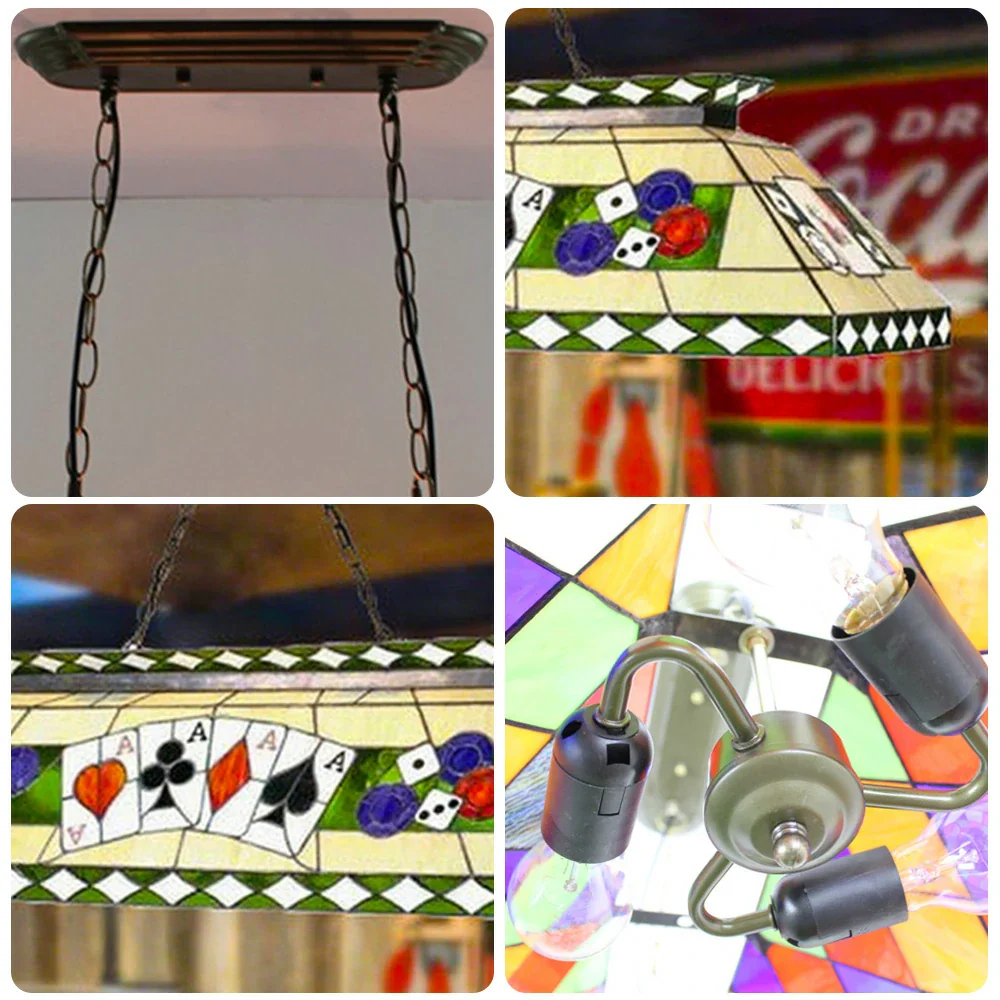 ARIX Tiffany Style Pool Table Light, Handmade Stained Glass with Iron Frame, 120cm Design, E27 LED Bulbs Included - Image 3